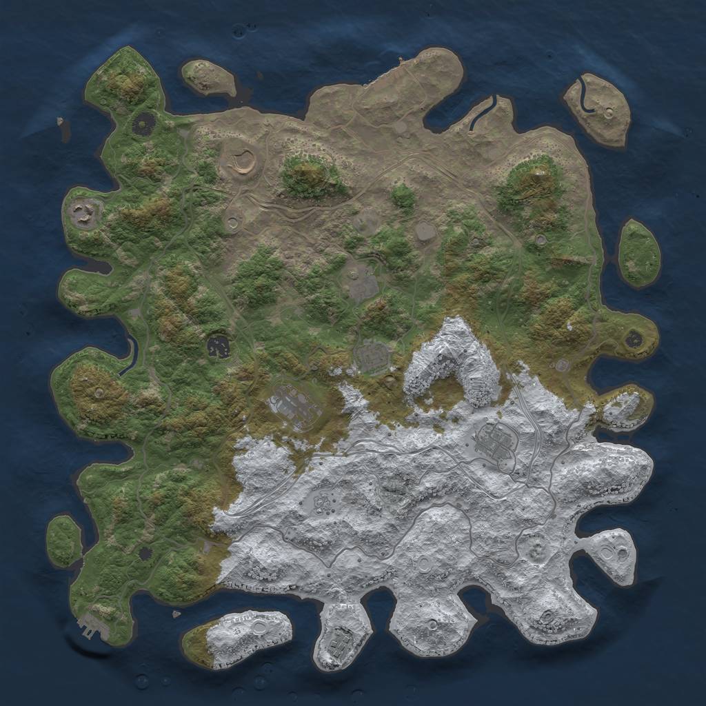 Rust Map: Procedural Map, Size: 4500, Seed: 3401693, 17 Monuments
