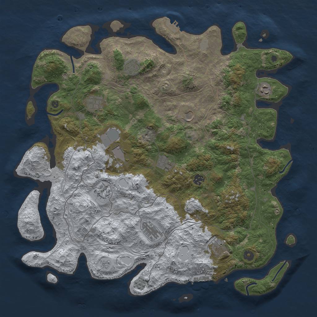 Rust Map: Procedural Map, Size: 4500, Seed: 437192, 20 Monuments
