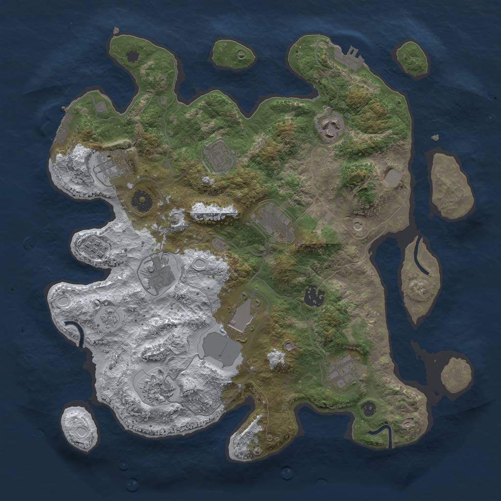 Rust Map: Procedural Map, Size: 3550, Seed: 937718, 19 Monuments