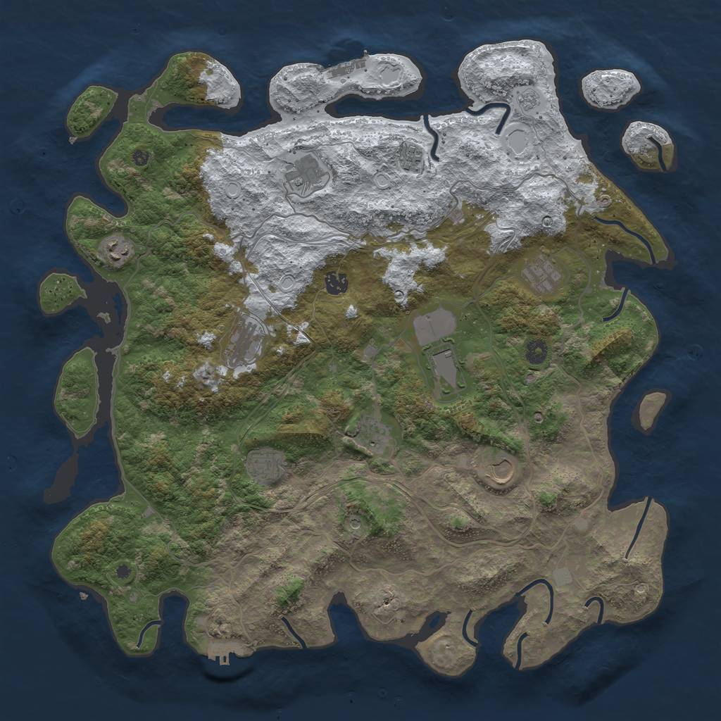 Rust Map: Procedural Map, Size: 4500, Seed: 2836185, 19 Monuments