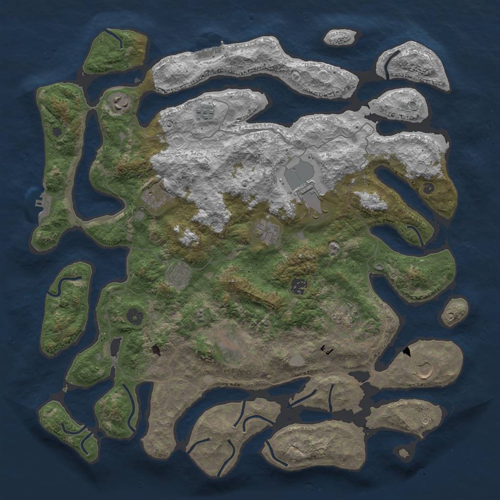 Rust Map: Procedural Map, Size: 4500, Seed: 3430174, 18 Monuments