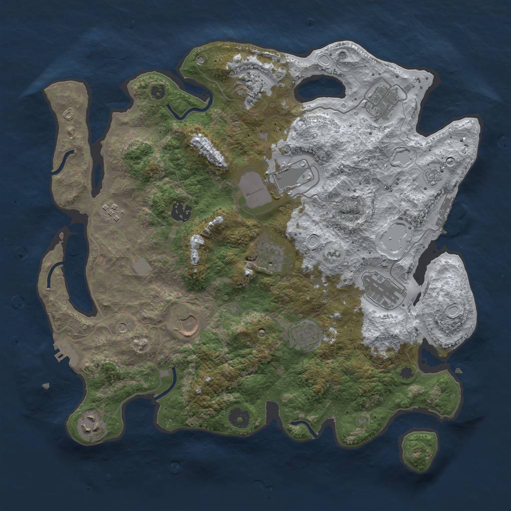 Rust Map: Procedural Map, Size: 3700, Seed: 916025, 19 Monuments