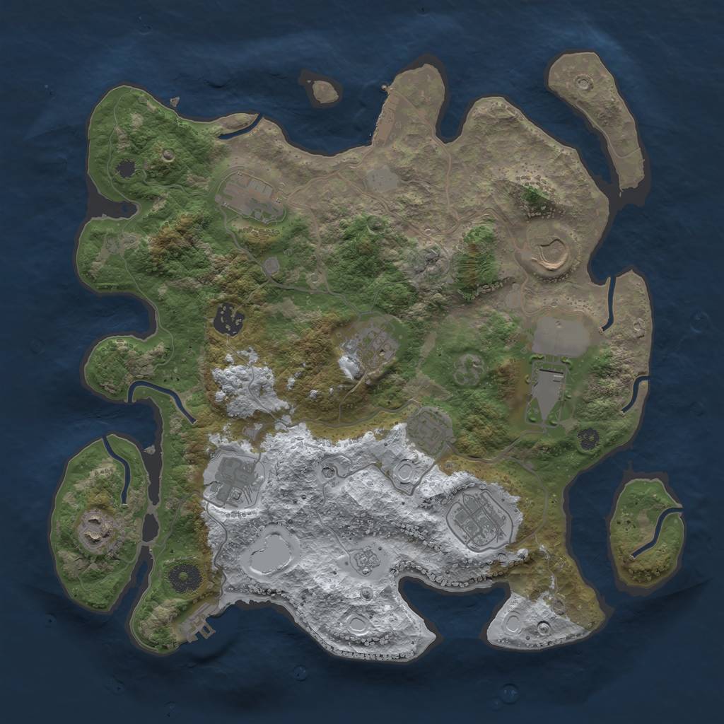 Rust Map: Procedural Map, Size: 3500, Seed: 57334067, 18 Monuments