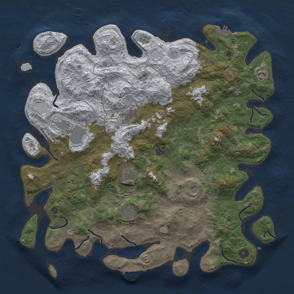 Rust Map: Procedural Map, Size: 4500, Seed: 573594, 17 Monuments