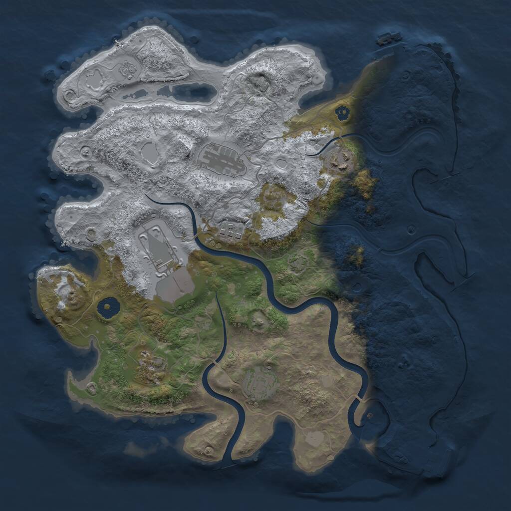 Rust Map: Procedural Map, Size: 3550, Seed: 404949, 12 Monuments