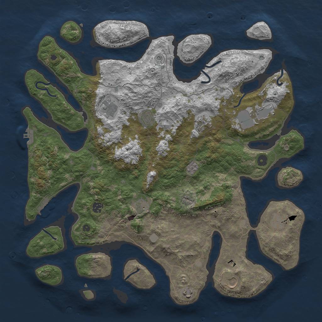 Rust Map: Procedural Map, Size: 4500, Seed: 1772945, 18 Monuments
