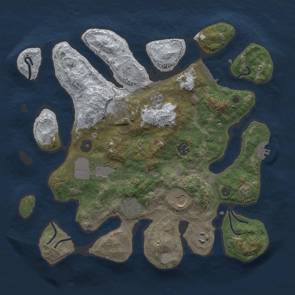 Rust Map: Procedural Map, Size: 3550, Seed: 331028, 16 Monuments