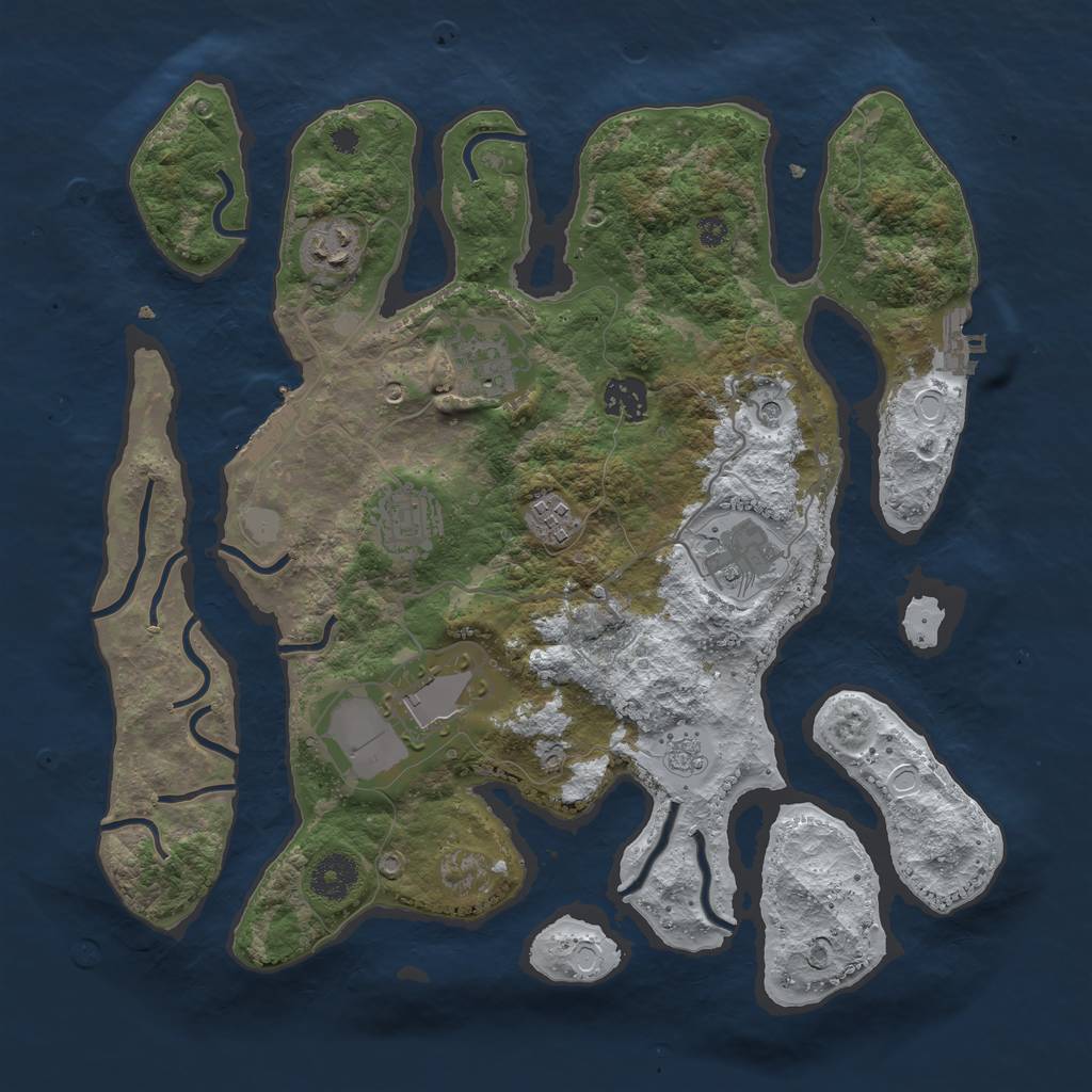 Rust Map: Procedural Map, Size: 3550, Seed: 353011, 16 Monuments