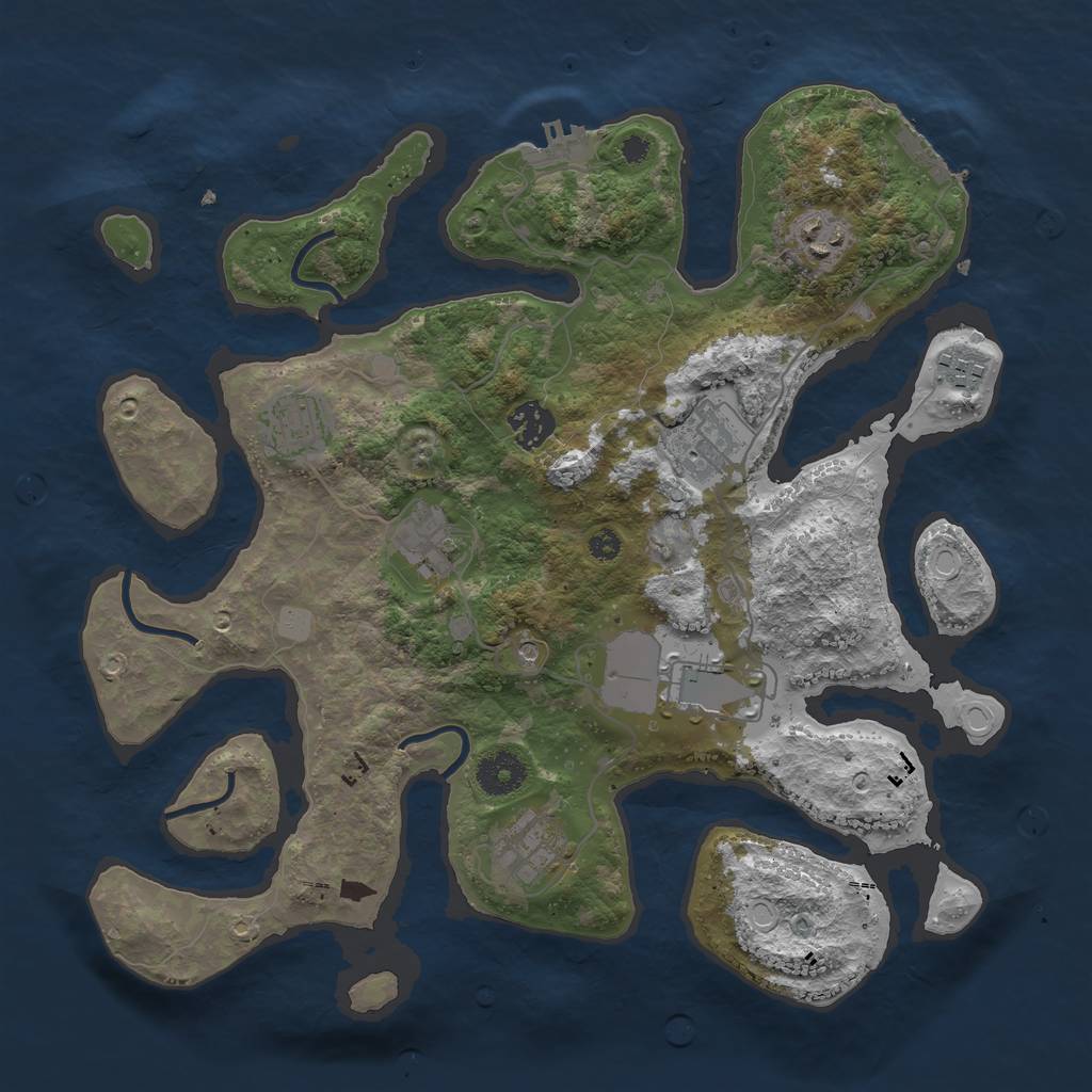 Rust Map: Procedural Map, Size: 3550, Seed: 851985, 16 Monuments
