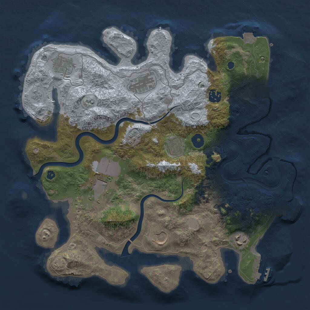 Rust Map: Procedural Map, Size: 3550, Seed: 947648, 14 Monuments
