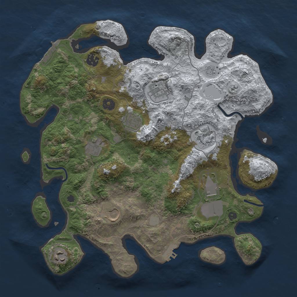 Rust Map: Procedural Map, Size: 3550, Seed: 400356, 17 Monuments