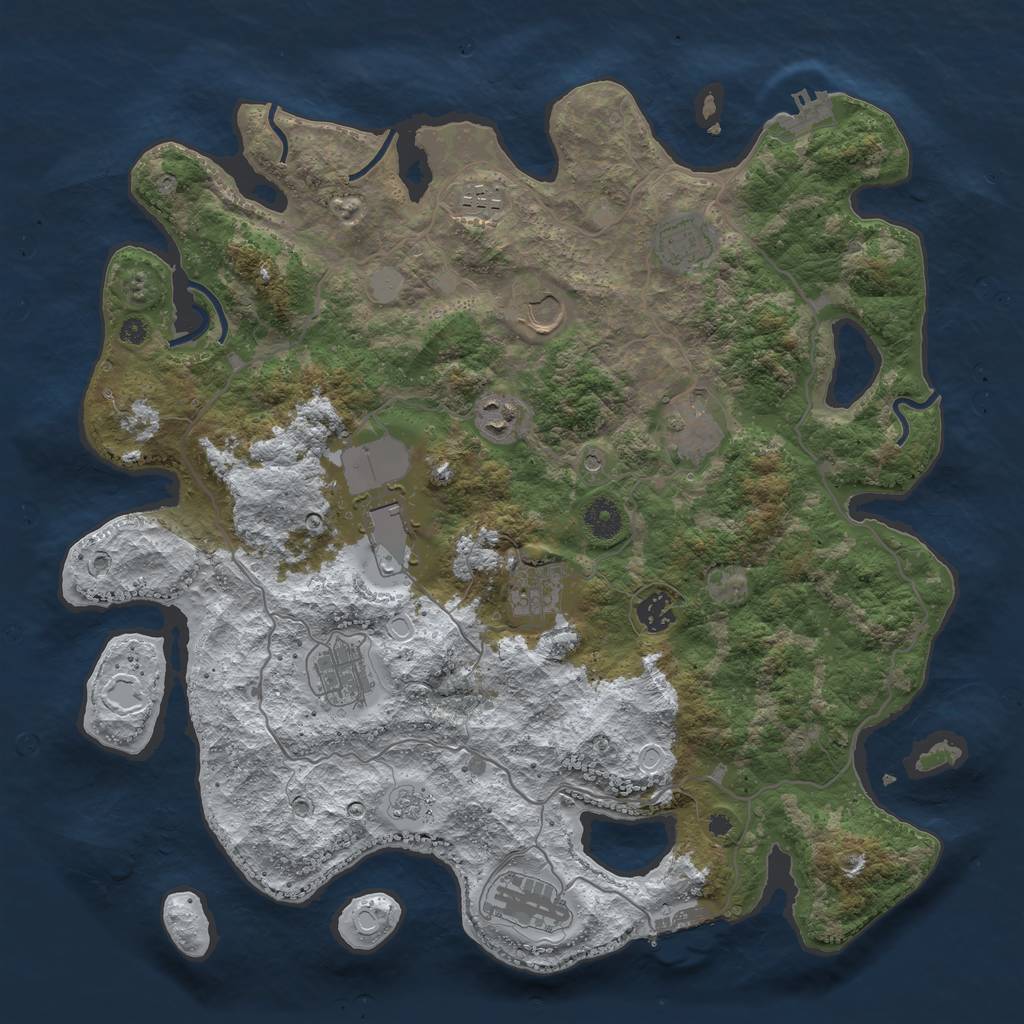 Rust Map: Procedural Map, Size: 4000, Seed: 763509, 19 Monuments