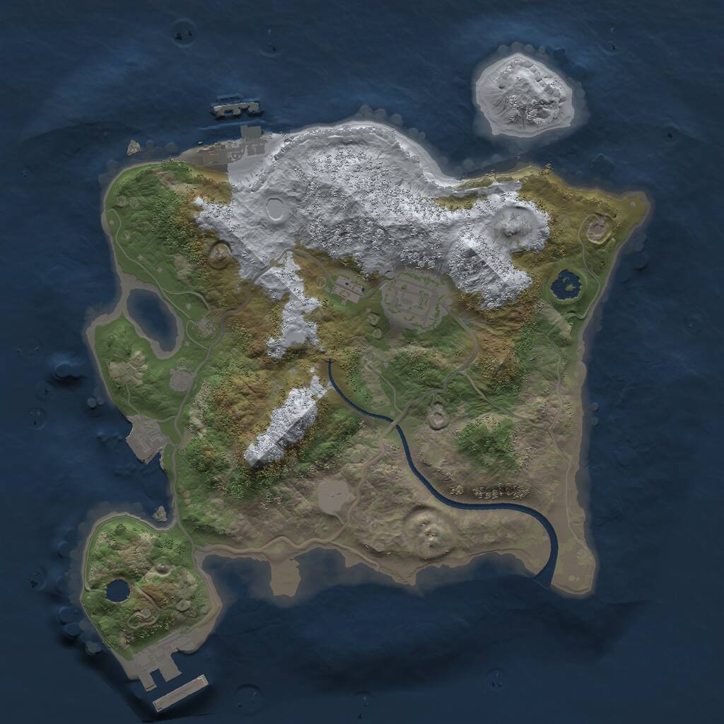 Rust Map: Procedural Map, Size: 2500, Seed: 49500, 4 Monuments