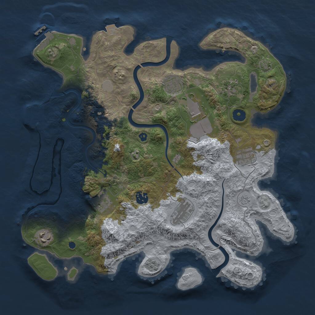 Rust Map: Procedural Map, Size: 3700, Seed: 3855470, 15 Monuments