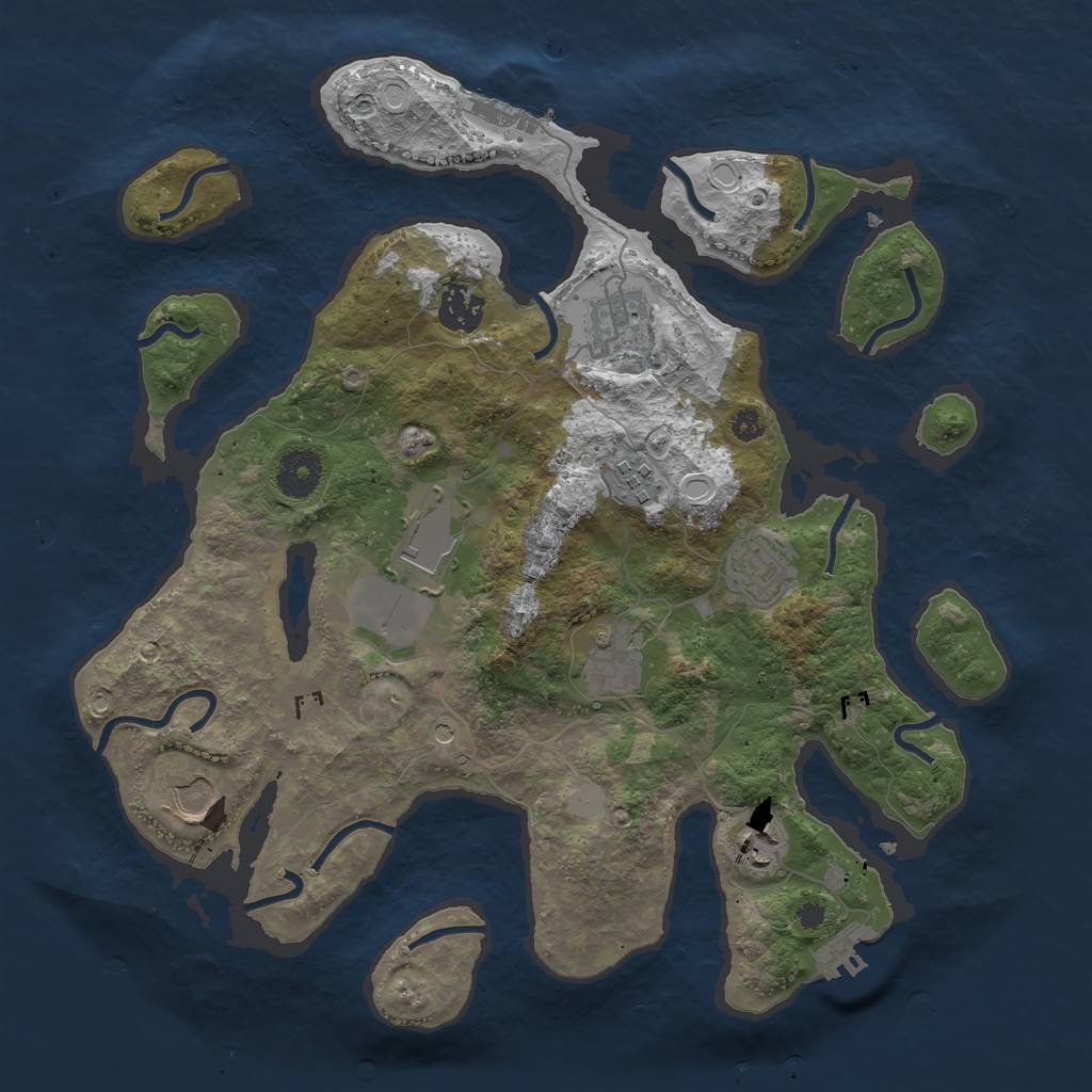Rust Map: Procedural Map, Size: 3500, Seed: 449655, 16 Monuments
