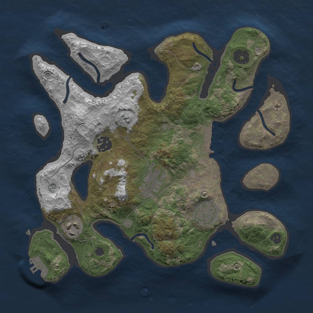 Rust Map: Procedural Map, Size: 3000, Seed: 15543455, 12 Monuments