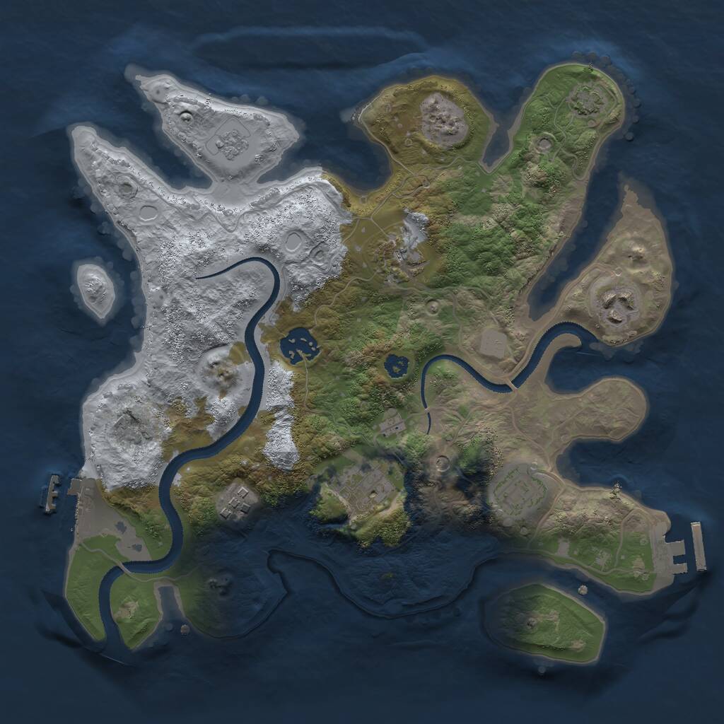 Rust Map: Procedural Map, Size: 3000, Seed: 15543455, 12 Monuments