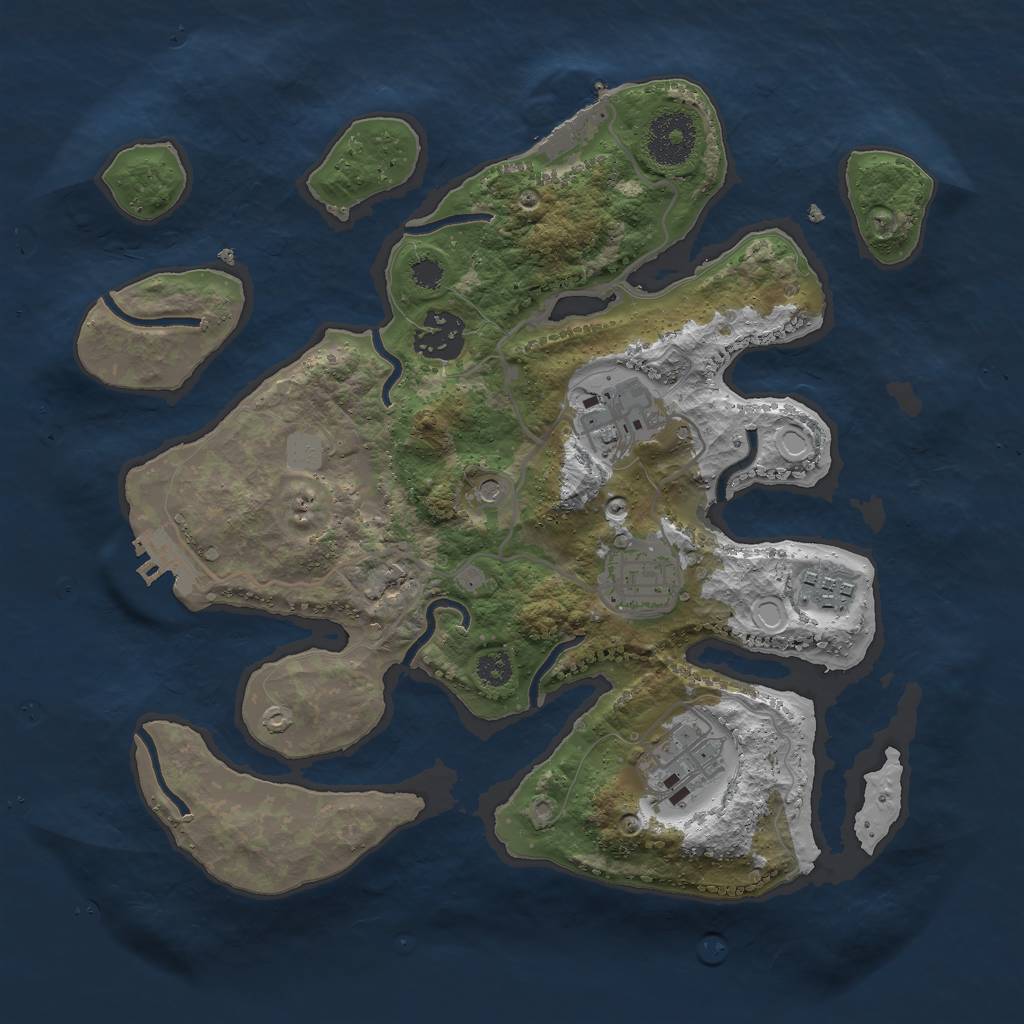 Rust Map: Procedural Map, Size: 3000, Seed: 732656, 13 Monuments
