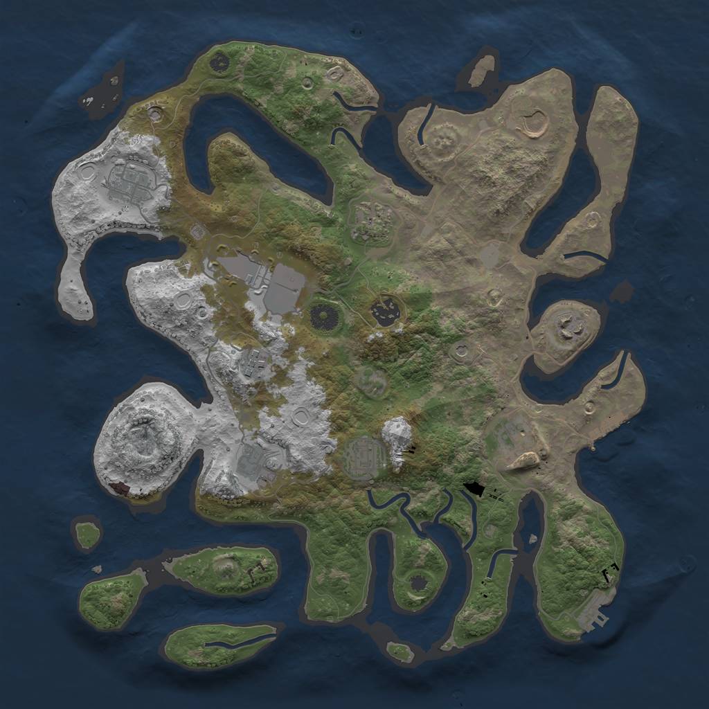 Rust Map: Procedural Map, Size: 3850, Seed: 346453300, 18 Monuments