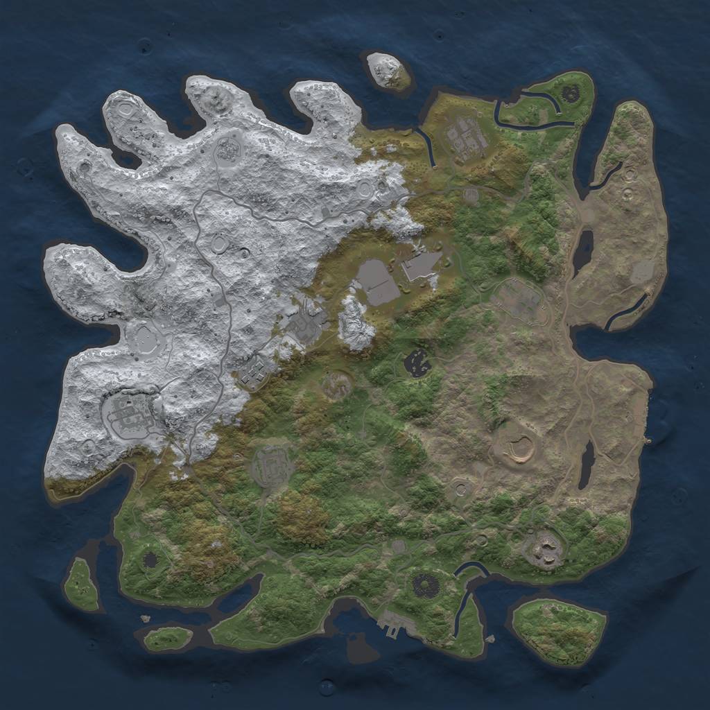 Rust Map: Procedural Map, Size: 4000, Seed: 910944, 19 Monuments