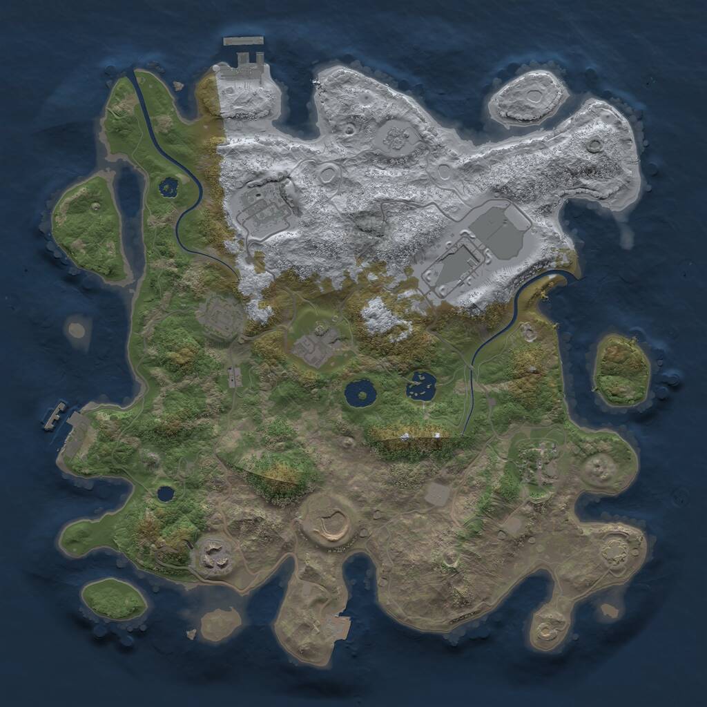 Rust Map: Procedural Map, Size: 3550, Seed: 646371, 13 Monuments