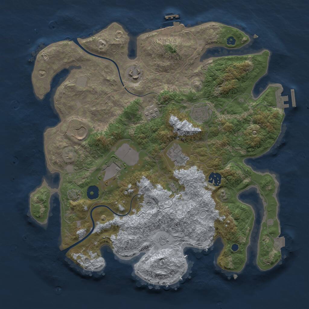 Rust Map: Procedural Map, Size: 3500, Seed: 34951, 13 Monuments