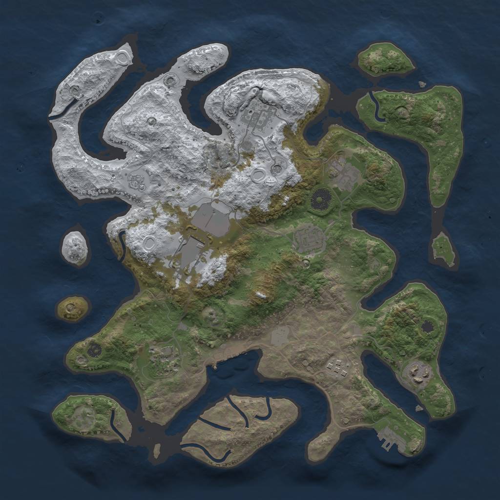 Rust Map: Procedural Map, Size: 3550, Seed: 635817, 16 Monuments