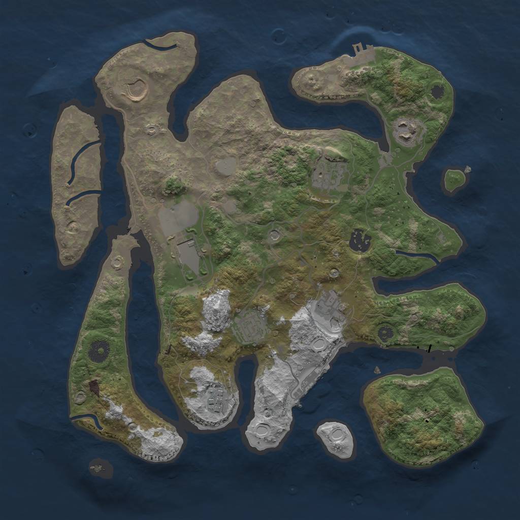 Rust Map: Procedural Map, Size: 3500, Seed: 395, 16 Monuments