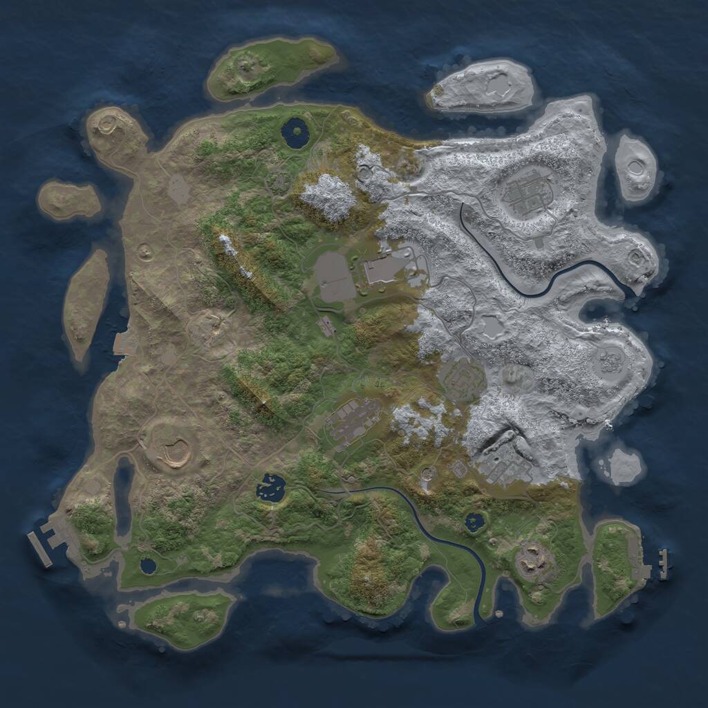 Rust Map: Procedural Map, Size: 3700, Seed: 11793, 14 Monuments