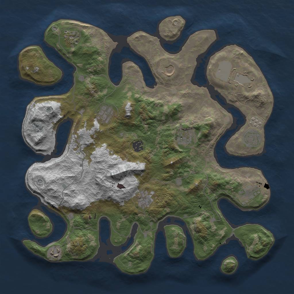 Rust Map: Barren, Size: 4000, Seed: 788456877, 14 Monuments