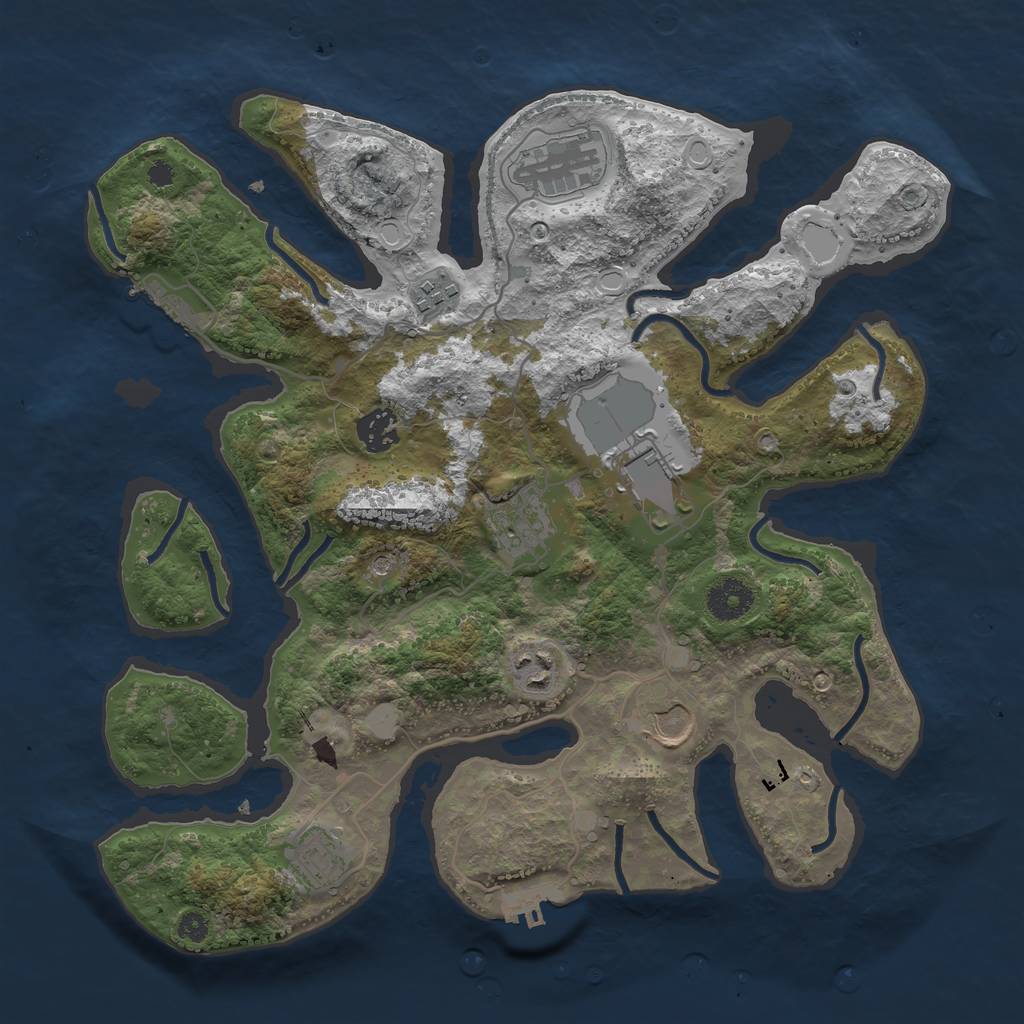 Rust Map: Procedural Map, Size: 3550, Seed: 394489, 16 Monuments