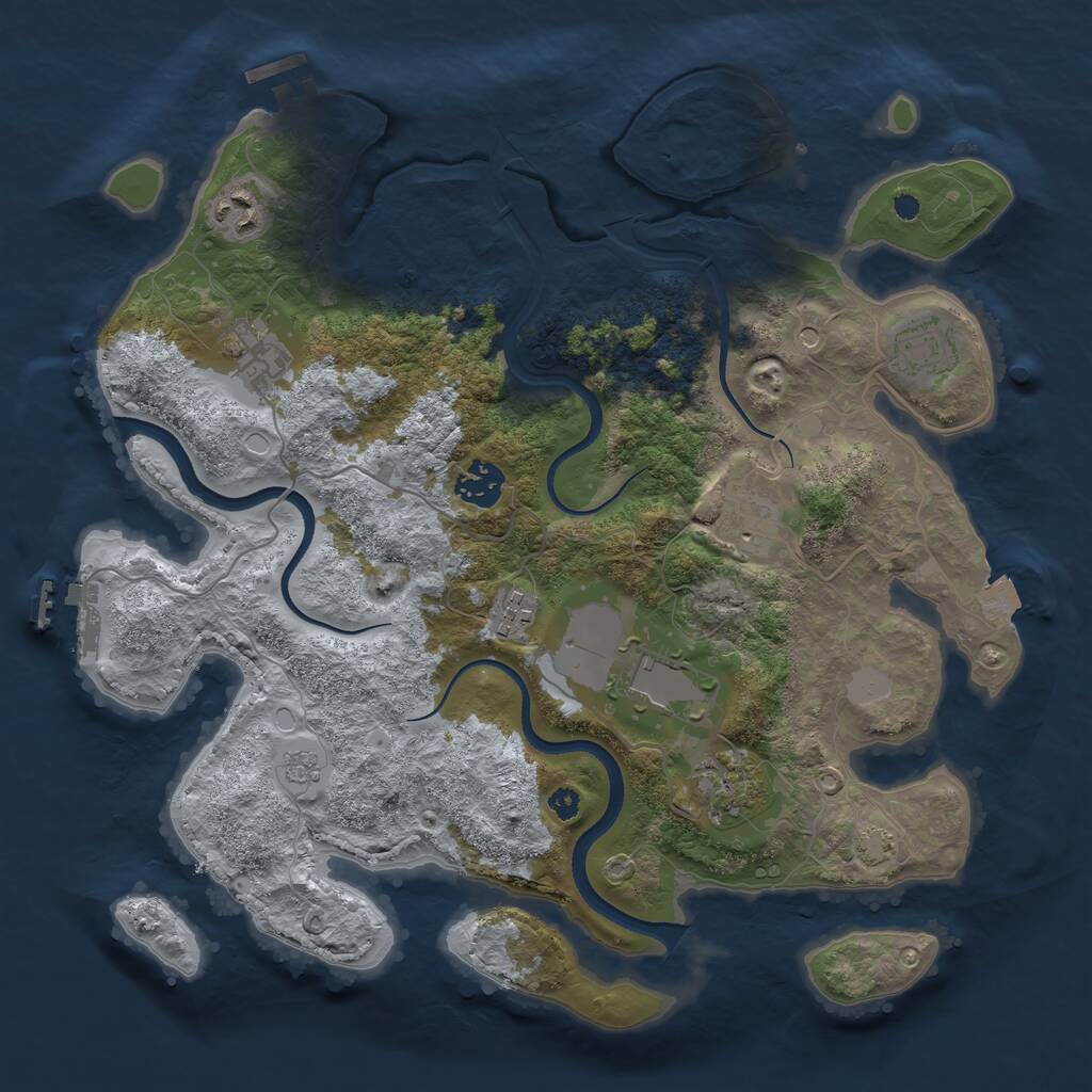 Rust Map: Procedural Map, Size: 3500, Seed: 723572, 14 Monuments