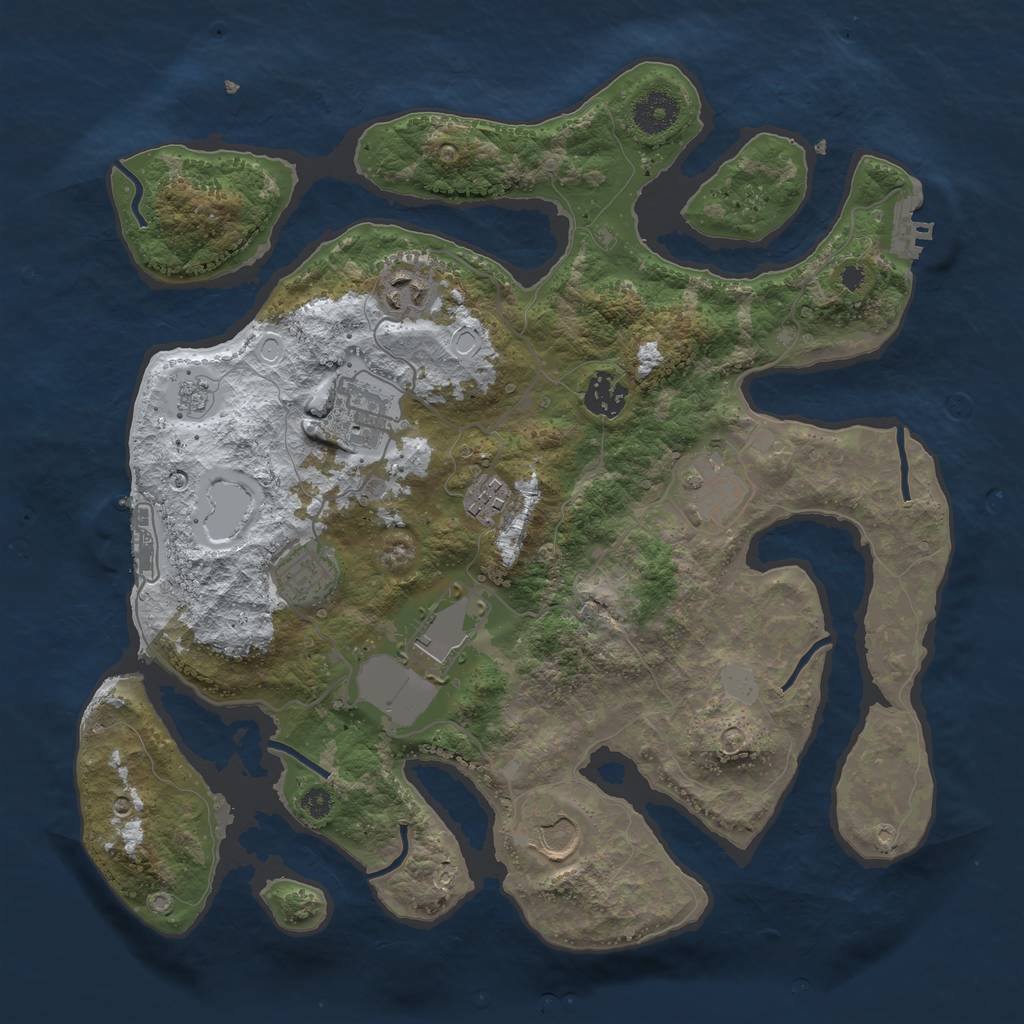 Rust Map: Procedural Map, Size: 3550, Seed: 533292, 16 Monuments