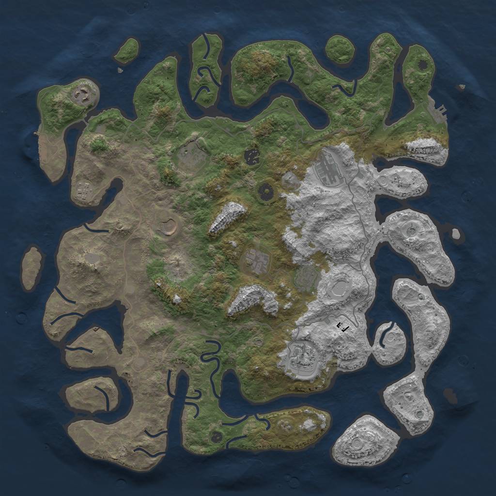 Rust Map: Procedural Map, Size: 4500, Seed: 5637999, 17 Monuments
