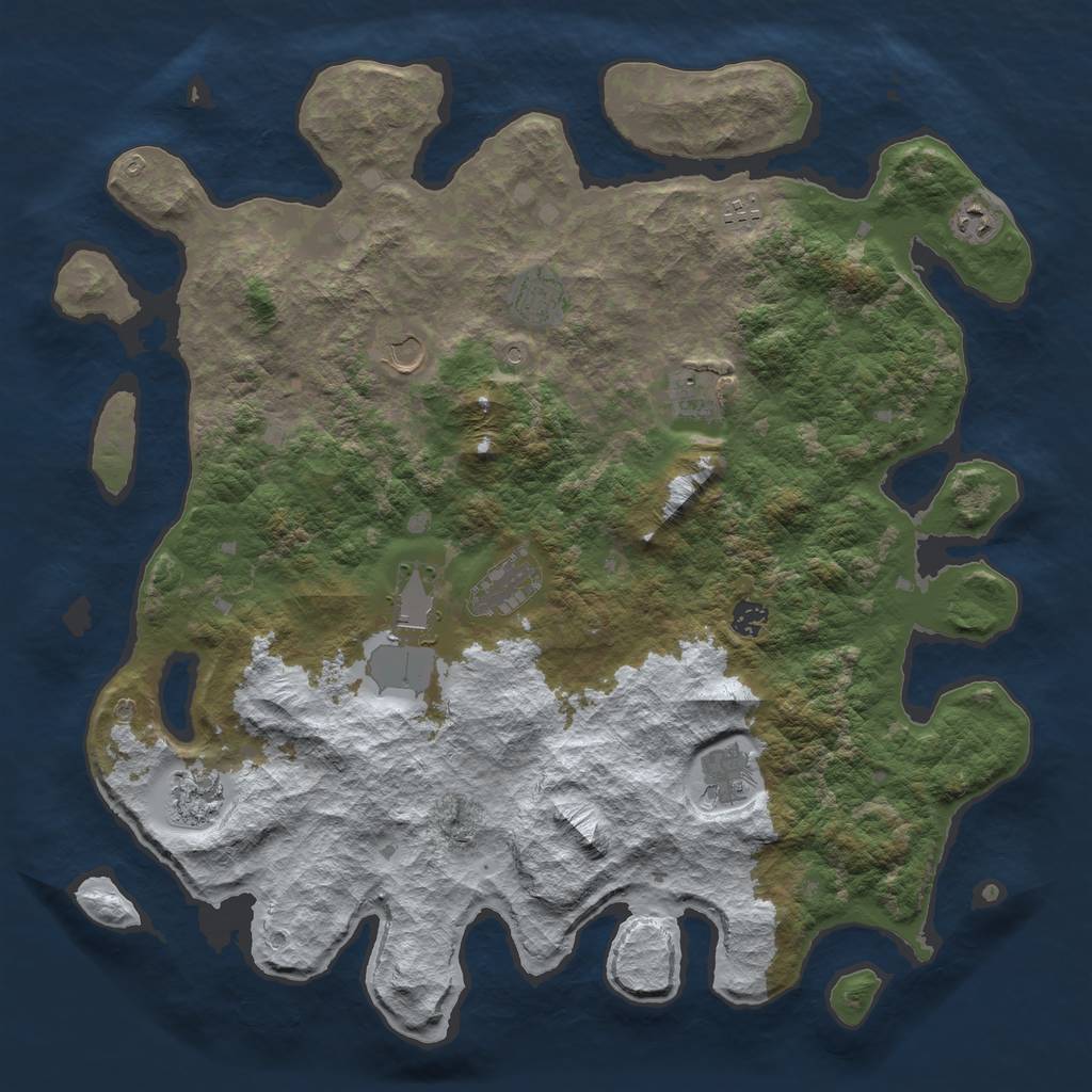 Rust Map: Barren, Size: 4500, Seed: 3368556, 13 Monuments