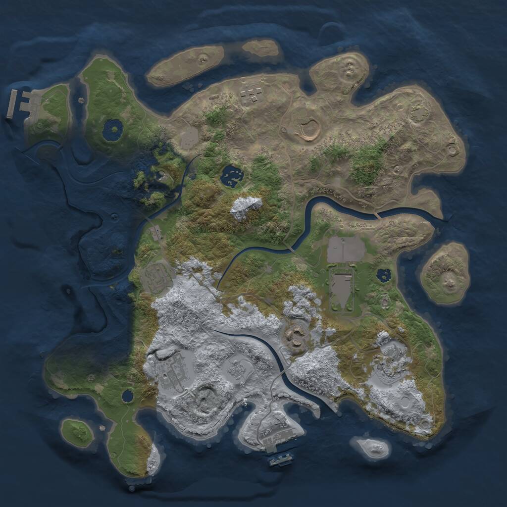 Rust Map: Procedural Map, Size: 3500, Seed: 3751715, 14 Monuments