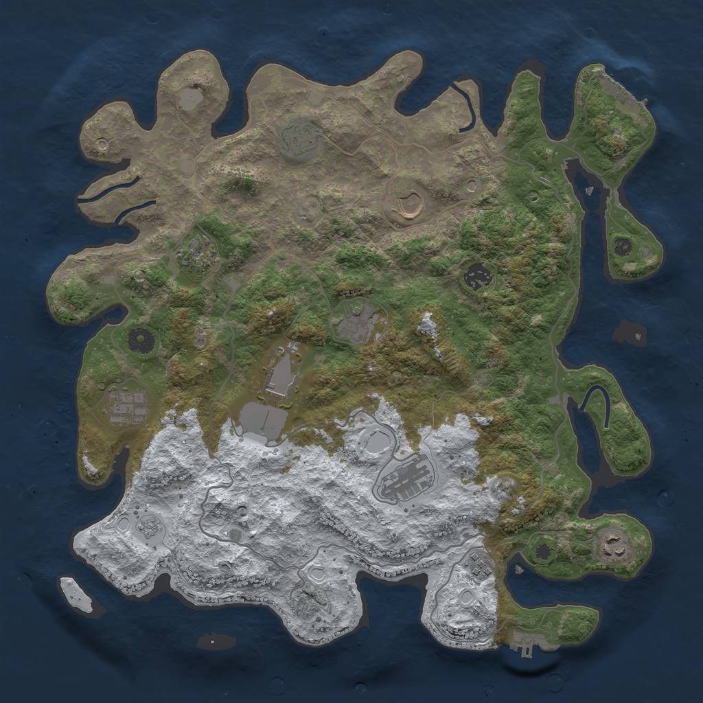 Rust Map: Procedural Map, Size: 4000, Seed: 47091801, 19 Monuments