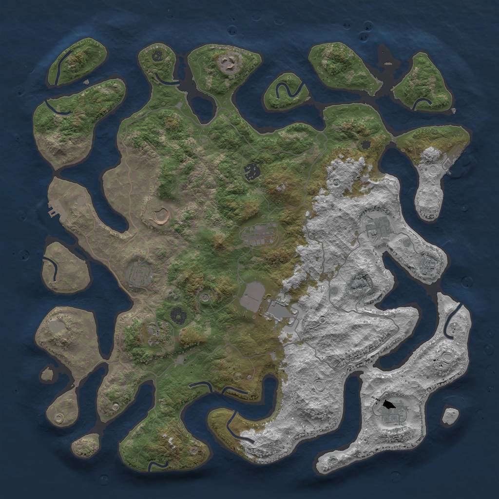 Rust Map: Procedural Map, Size: 4500, Seed: 2452036, 18 Monuments