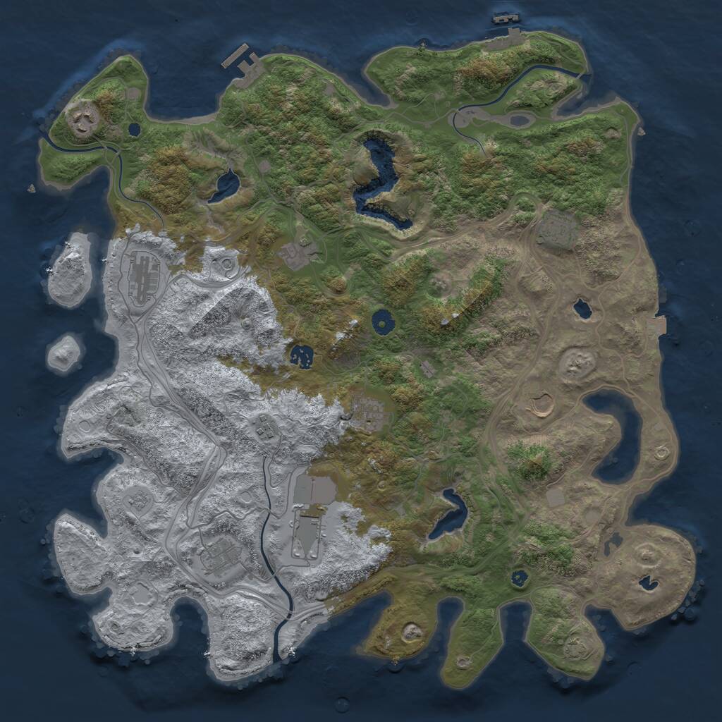 Rust Map: Procedural Map, Size: 4500, Seed: 4147326, 16 Monuments