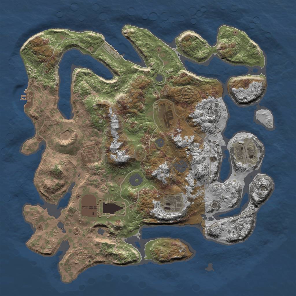 Rust Map: Procedural Map, Size: 3500, Seed: 9845, 13 Monuments