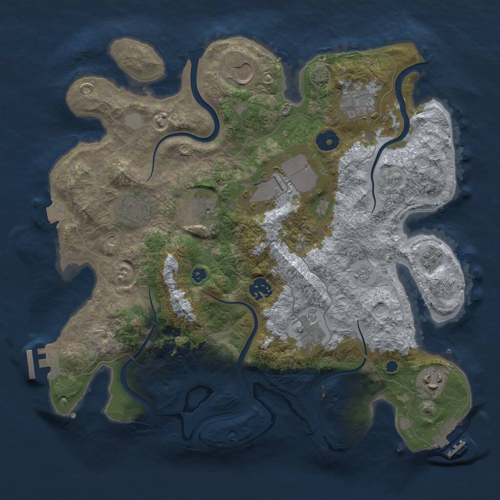 Rust Map: Procedural Map, Size: 3500, Seed: 13272510, 15 Monuments