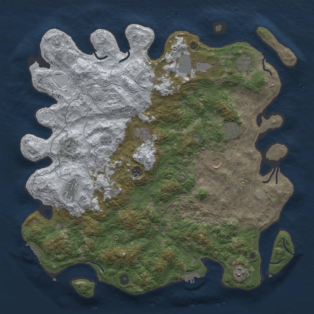 Rust Map: Procedural Map, Size: 4500, Seed: 2847410, 18 Monuments