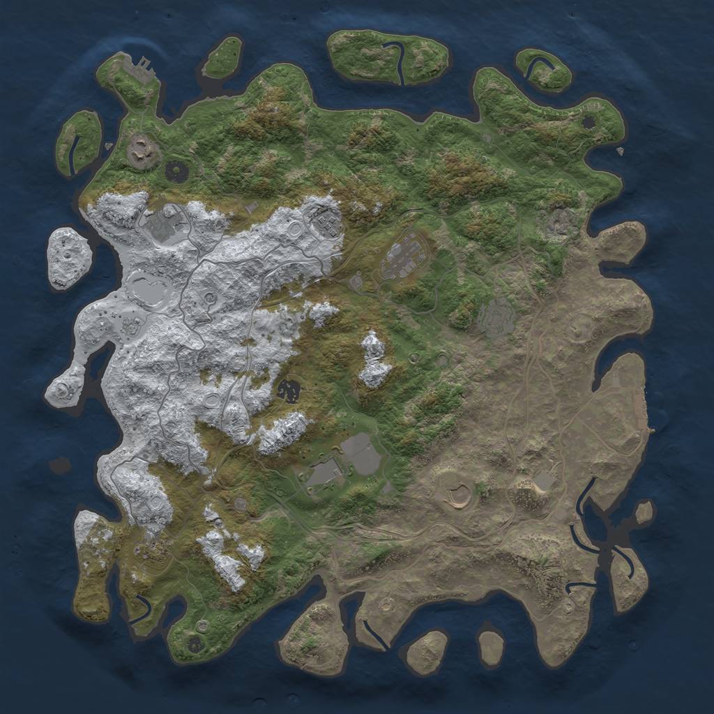 Rust Map: Procedural Map, Size: 4500, Seed: 2229285, 18 Monuments