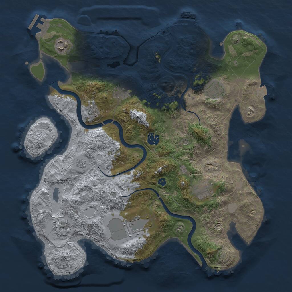 Rust Map: Procedural Map, Size: 3550, Seed: 705283, 14 Monuments