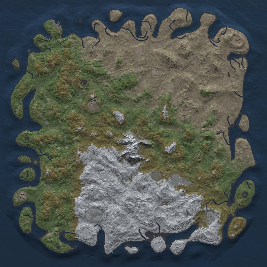Rust Map: Procedural Map, Size: 6000, Seed: 123567567, 18 Monuments