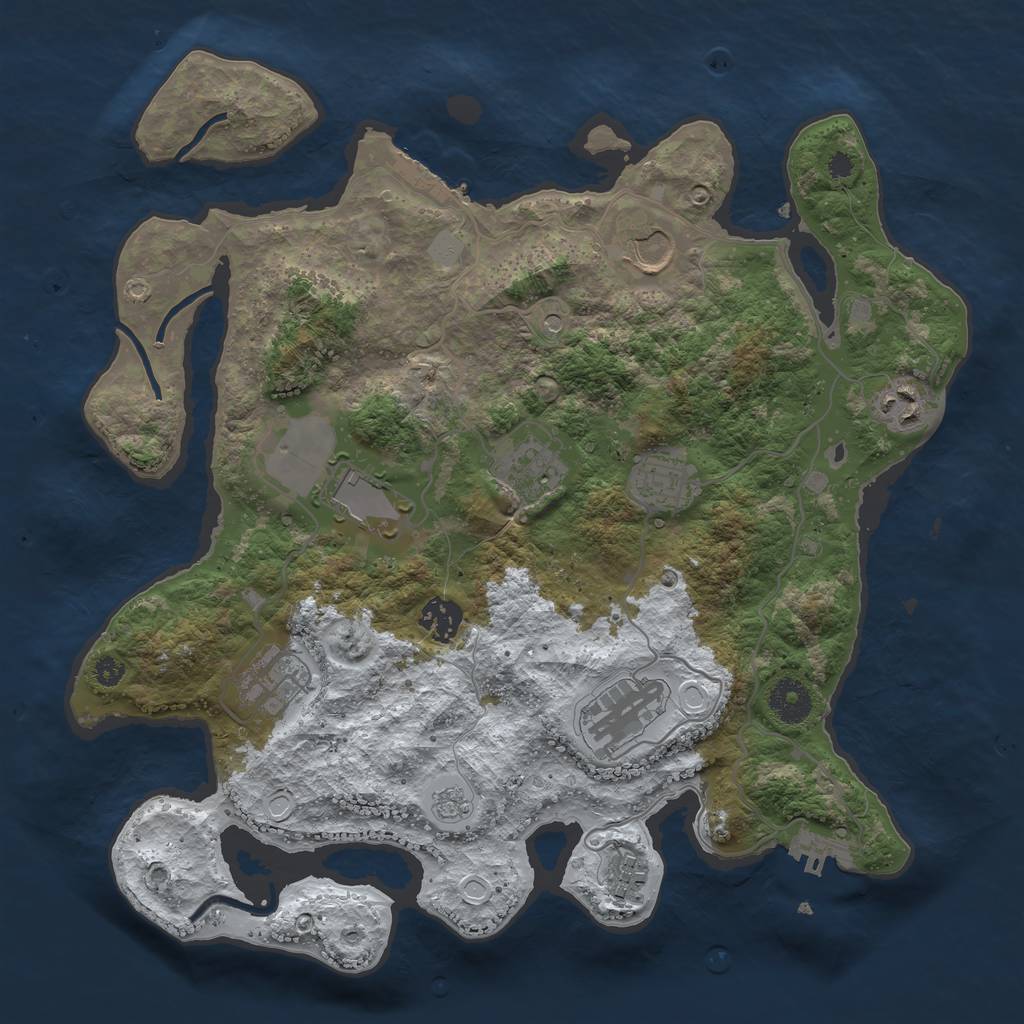 Rust Map: Procedural Map, Size: 3550, Seed: 640146, 18 Monuments