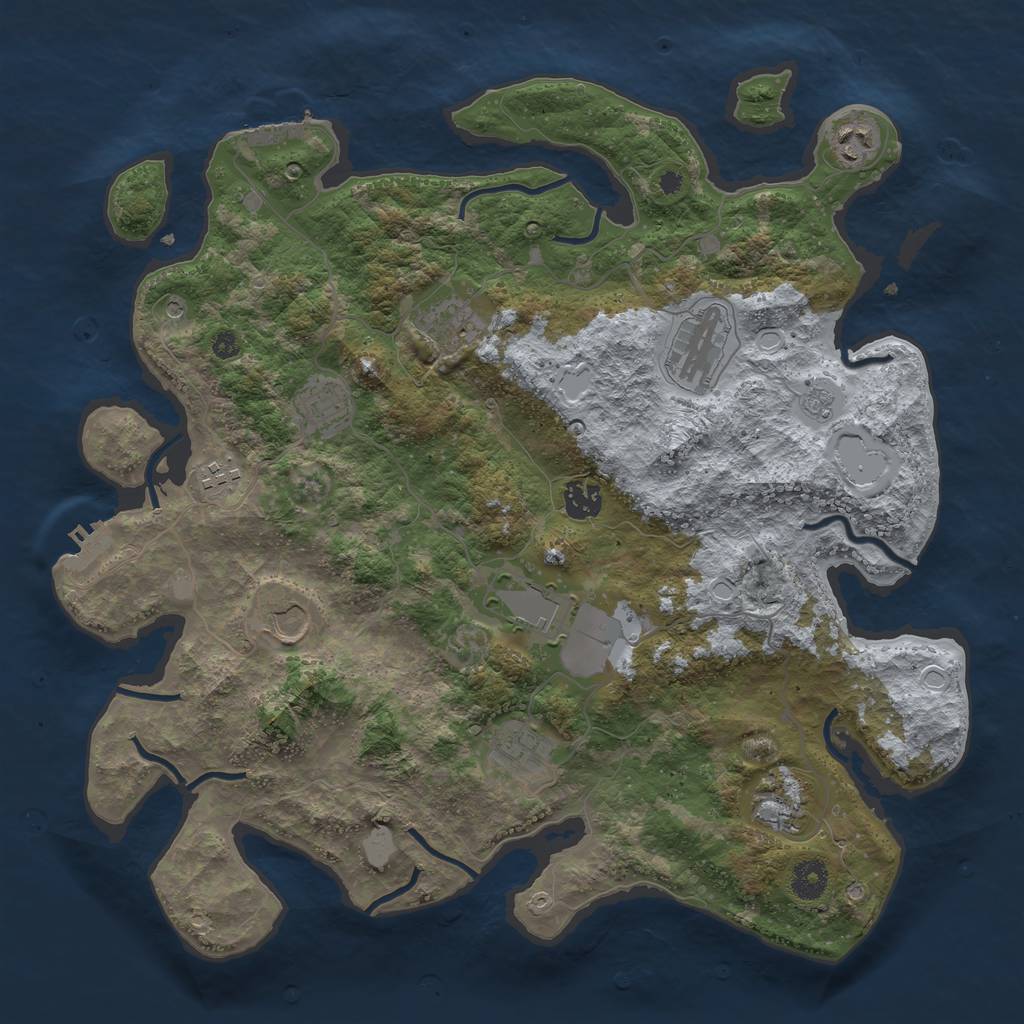 Rust Map: Procedural Map, Size: 3900, Seed: 1111, 19 Monuments