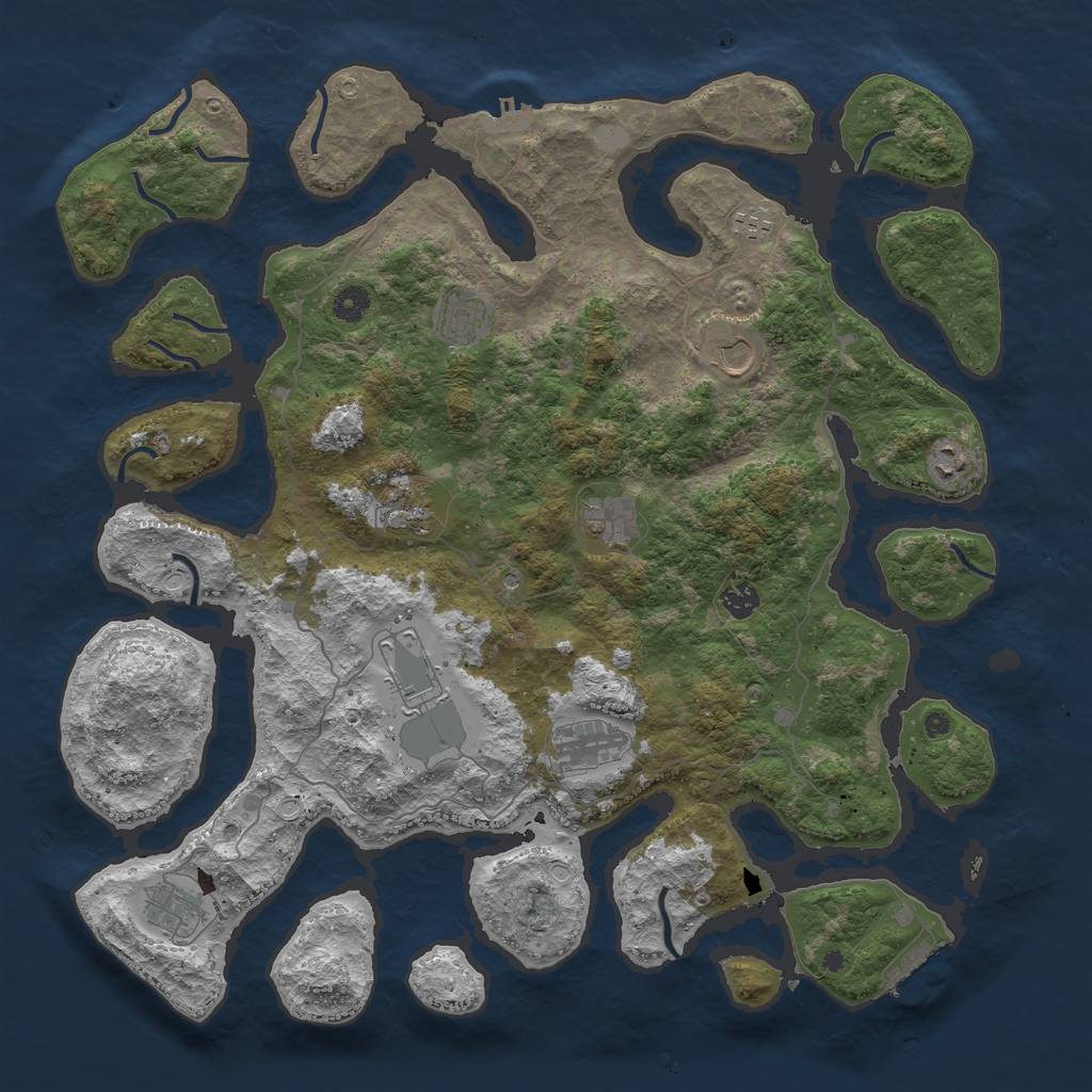 Rust Map: Procedural Map, Size: 4500, Seed: 849925, 18 Monuments