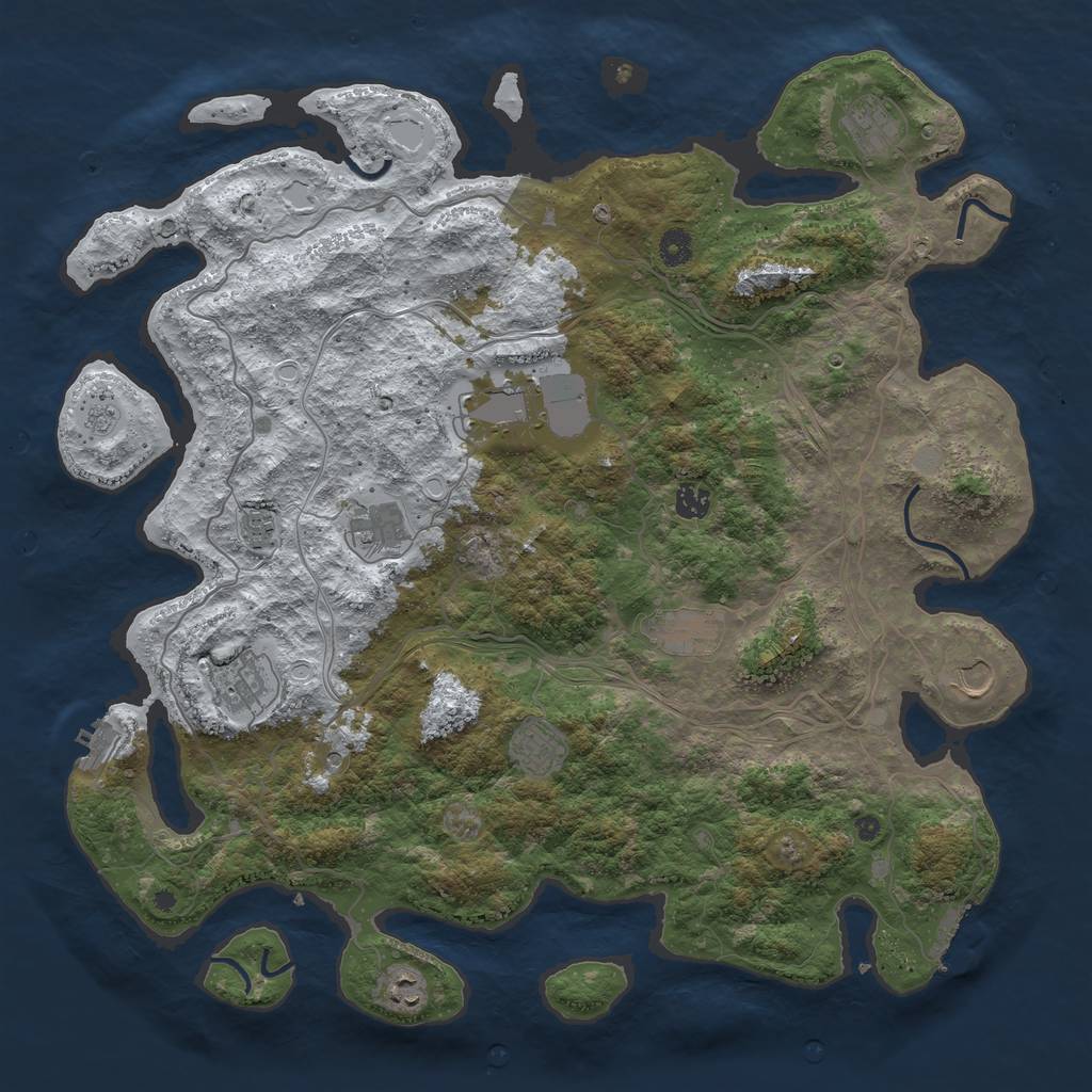Rust Map: Procedural Map, Size: 4500, Seed: 5508998, 19 Monuments