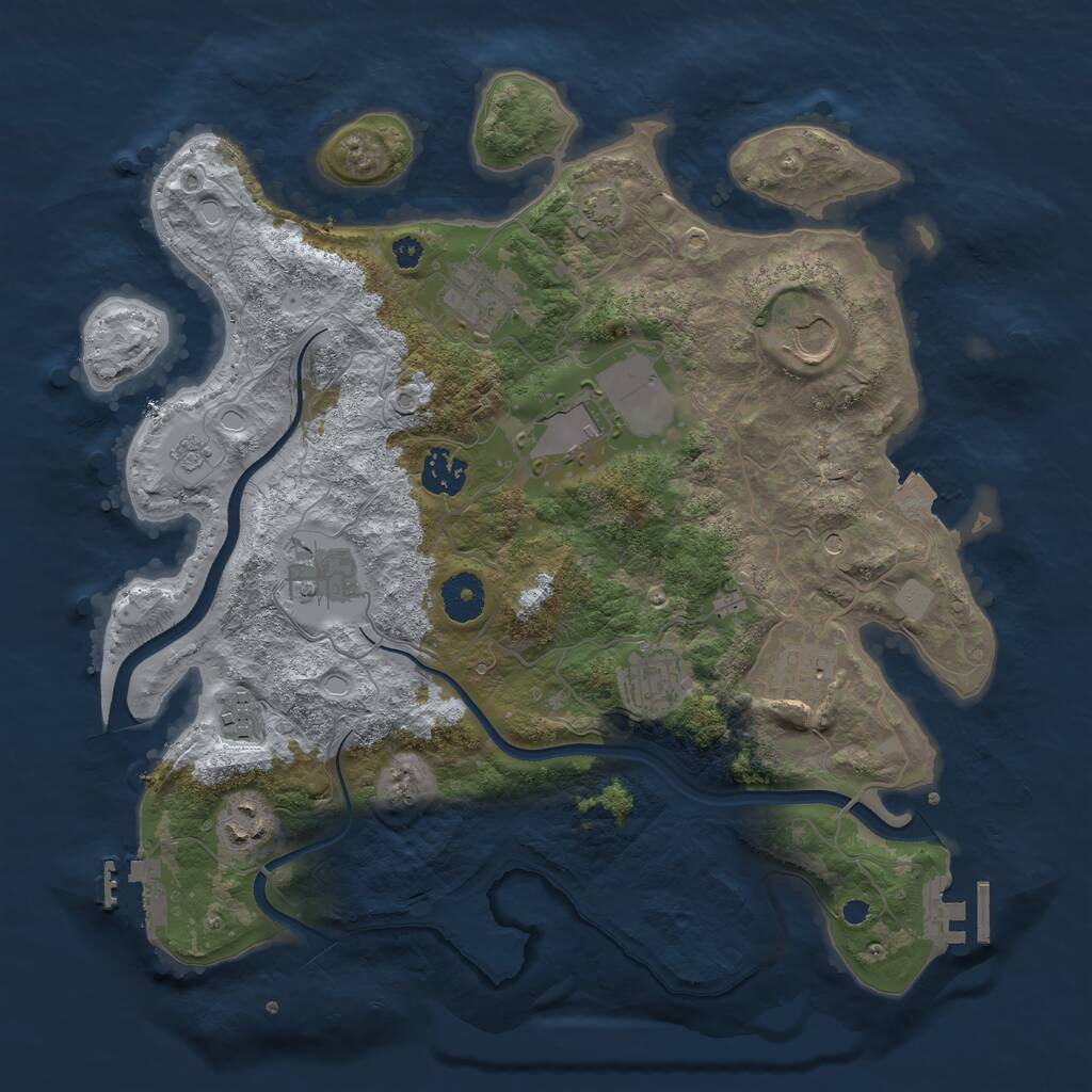 Rust Map: Procedural Map, Size: 3550, Seed: 340354, 15 Monuments